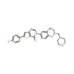 O=c1c2sc(-c3ccc(Cl)cc3)cc2ncn1-c1ccc2c(c1)NC[C@H](CN1CCOCC1)O2 ZINC000038149710