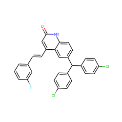 O=c1cc(/C=C/c2cccc(F)c2)c2cc(C(c3ccc(Cl)cc3)c3ccc(Cl)cc3)ccc2[nH]1 ZINC001772597920