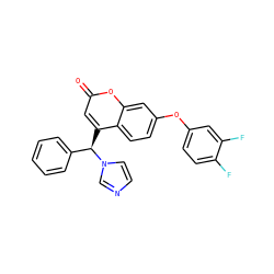 O=c1cc([C@H](c2ccccc2)n2ccnc2)c2ccc(Oc3ccc(F)c(F)c3)cc2o1 ZINC000066111893