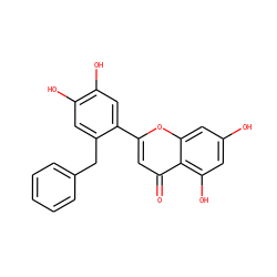 O=c1cc(-c2cc(O)c(O)cc2Cc2ccccc2)oc2cc(O)cc(O)c12 ZINC000653830255