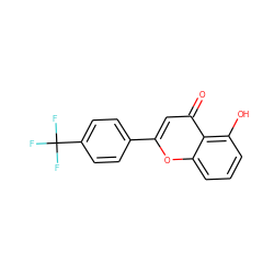 O=c1cc(-c2ccc(C(F)(F)F)cc2)oc2cccc(O)c12 ZINC000096270617