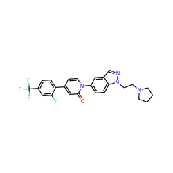 O=c1cc(-c2ccc(C(F)(F)F)cc2F)ccn1-c1ccc2c(cnn2CCN2CCCC2)c1 ZINC000059084056