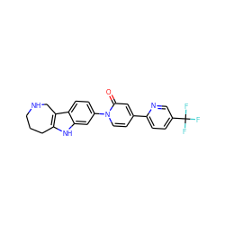 O=c1cc(-c2ccc(C(F)(F)F)cn2)ccn1-c1ccc2c3c([nH]c2c1)CCCNC3 ZINC000115011446