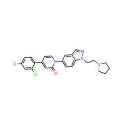 O=c1cc(-c2ccc(Cl)cc2Cl)ccn1-c1ccc2c(cnn2CCN2CCCC2)c1 ZINC000059081591
