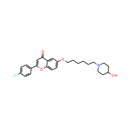 O=c1cc(-c2ccc(F)cc2)oc2ccc(OCCCCCCN3CCC(O)CC3)cc12 ZINC000013454438