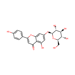 O=c1cc(-c2ccc(O)cc2)oc2cc(O[C@@H]3O[C@H](CO)[C@@H](O)[C@H](O)[C@H]3O)cc(O)c12 ZINC000003983877