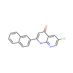 O=c1cc(-c2ccc3ccccc3c2)[nH]c2ncc(Cl)cc12 ZINC000005541475