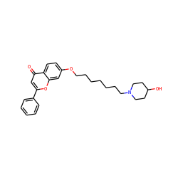 O=c1cc(-c2ccccc2)oc2cc(OCCCCCCCN3CCC(O)CC3)ccc12 ZINC000013454491