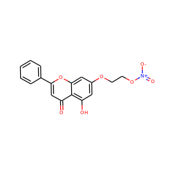 O=c1cc(-c2ccccc2)oc2cc(OCCO[N+](=O)[O-])cc(O)c12 ZINC000040393143