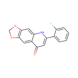 O=c1cc(-c2ccccc2F)[nH]c2cc3c(cc12)OCO3 ZINC000005581788