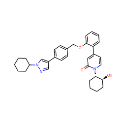 O=c1cc(-c2ccccc2OCc2ccc(-c3cnn(C4CCCCC4)c3)cc2)ccn1[C@H]1CCCC[C@@H]1O ZINC000653690483