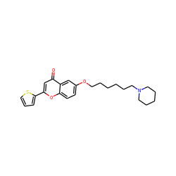 O=c1cc(-c2cccs2)oc2ccc(OCCCCCCN3CCCCC3)cc12 ZINC000013454482