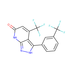 O=c1cc(C(F)(F)F)c2c(-c3cccc(C(F)(F)F)c3)[nH]nc2[nH]1 ZINC000058638453