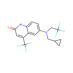 O=c1cc(C(F)(F)F)c2cc(N(CC3CC3)CC(F)(F)F)ccc2[nH]1 ZINC000012349523