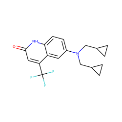 O=c1cc(C(F)(F)F)c2cc(N(CC3CC3)CC3CC3)ccc2[nH]1 ZINC000012349511