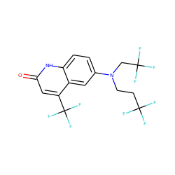 O=c1cc(C(F)(F)F)c2cc(N(CCC(F)(F)F)CC(F)(F)F)ccc2[nH]1 ZINC000014968449