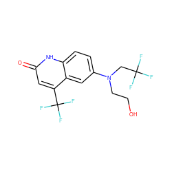 O=c1cc(C(F)(F)F)c2cc(N(CCO)CC(F)(F)F)ccc2[nH]1 ZINC000014968456