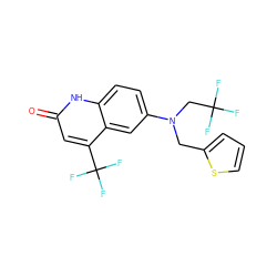 O=c1cc(C(F)(F)F)c2cc(N(Cc3cccs3)CC(F)(F)F)ccc2[nH]1 ZINC000014968464