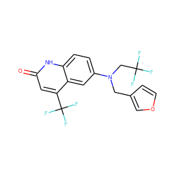 O=c1cc(C(F)(F)F)c2cc(N(Cc3ccoc3)CC(F)(F)F)ccc2[nH]1 ZINC000473235196