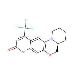 O=c1cc(C(F)(F)F)c2cc3c(cc2[nH]1)OC[C@@H]1CCCCN31 ZINC000014967394