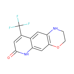 O=c1cc(C(F)(F)F)c2cc3c(cc2[nH]1)OCCN3 ZINC000014967258