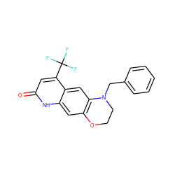 O=c1cc(C(F)(F)F)c2cc3c(cc2[nH]1)OCCN3Cc1ccccc1 ZINC000014967289