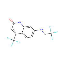 O=c1cc(C(F)(F)F)c2ccc(NCC(F)(F)F)cc2[nH]1 ZINC000014968313