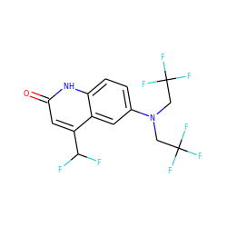 O=c1cc(C(F)F)c2cc(N(CC(F)(F)F)CC(F)(F)F)ccc2[nH]1 ZINC000014968508