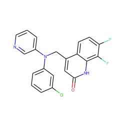 O=c1cc(CN(c2cccnc2)c2cccc(Cl)c2)c2ccc(F)c(F)c2[nH]1 ZINC000082150120