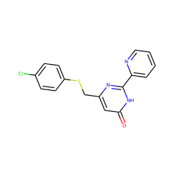 O=c1cc(CSc2ccc(Cl)cc2)nc(-c2ccccn2)[nH]1 ZINC000018212832