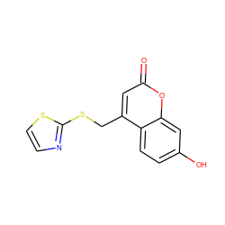 O=c1cc(CSc2nccs2)c2ccc(O)cc2o1 ZINC000045336828