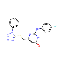 O=c1cc(CSc2nnnn2-c2ccccc2)nc(Nc2ccc(F)cc2)[nH]1 ZINC000018266415