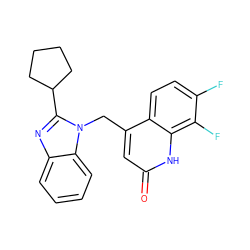 O=c1cc(Cn2c(C3CCCC3)nc3ccccc32)c2ccc(F)c(F)c2[nH]1 ZINC000072110994