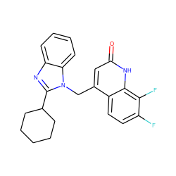 O=c1cc(Cn2c(C3CCCCC3)nc3ccccc32)c2ccc(F)c(F)c2[nH]1 ZINC000072110996