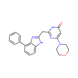 O=c1cc(N2CCOCC2)nc(Cc2nc3c(-c4ccccc4)cccc3[nH]2)[nH]1 ZINC000084759461