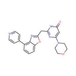 O=c1cc(N2CCOCC2)nc(Cc2nc3c(-c4ccncc4)cccc3o2)[nH]1 ZINC000084758673