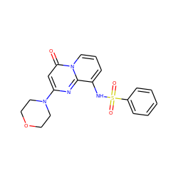 O=c1cc(N2CCOCC2)nc2c(NS(=O)(=O)c3ccccc3)cccn12 ZINC000473129818