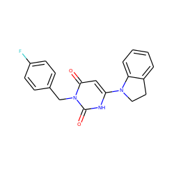 O=c1cc(N2CCc3ccccc32)[nH]c(=O)n1Cc1ccc(F)cc1 ZINC000000252368