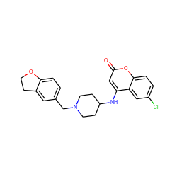 O=c1cc(NC2CCN(Cc3ccc4c(c3)CCO4)CC2)c2cc(Cl)ccc2o1 ZINC000013673197