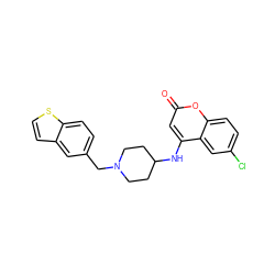 O=c1cc(NC2CCN(Cc3ccc4sccc4c3)CC2)c2cc(Cl)ccc2o1 ZINC000013673207