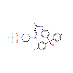 O=c1cc(NC2CCN(S(=O)(=O)C(F)(F)F)CC2)c2cc([C@](O)(c3ccc(F)cc3)c3ccc(Cl)cc3)ccc2[nH]1 ZINC001772651947