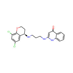 O=c1cc(NCCCN[C@@H]2CCOc3c(Cl)cc(Cl)cc32)[nH]c2ccccc12 ZINC000003925578