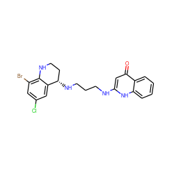 O=c1cc(NCCCN[C@H]2CCNc3c(Br)cc(Cl)cc32)[nH]c2ccccc12 ZINC000001547743