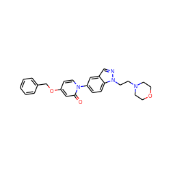 O=c1cc(OCc2ccccc2)ccn1-c1ccc2c(cnn2CCN2CCOCC2)c1 ZINC000064559198