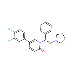 O=c1ccc(-c2ccc(Cl)c(Cl)c2)cn1[C@@H](CN1CCCC1)c1ccccc1 ZINC000013436717