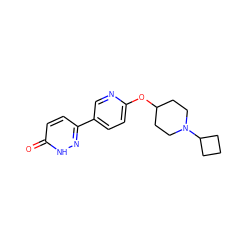 O=c1ccc(-c2ccc(OC3CCN(C4CCC4)CC3)nc2)n[nH]1 ZINC000082150102