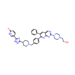 O=c1ccc(-c2nc(C3CCN(Cc4ccc(-c5nc6nc(N7CCN(CCO)CC7)ncc6cc5-c5ccccc5)cc4)CC3)n[nH]2)c[nH]1 ZINC000049889220