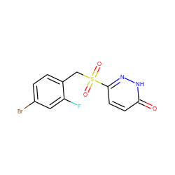 O=c1ccc(S(=O)(=O)Cc2ccc(Br)cc2F)n[nH]1 ZINC000011536178