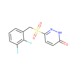 O=c1ccc(S(=O)(=O)Cc2cccc(F)c2F)n[nH]1 ZINC000011536179