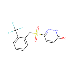 O=c1ccc(S(=O)(=O)Cc2ccccc2C(F)(F)F)n[nH]1 ZINC000011536207